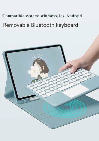 iPad Air2 iPad 5 iPad 6 Keyboard Case Touchpad Magnetic Detachable Bluetooth Keyboard Slim Smart case Round Key for iPad 5th 6th Generation 9.7''(iPad Air2/iPad5/iPad6, Black) in Saudi Arabia