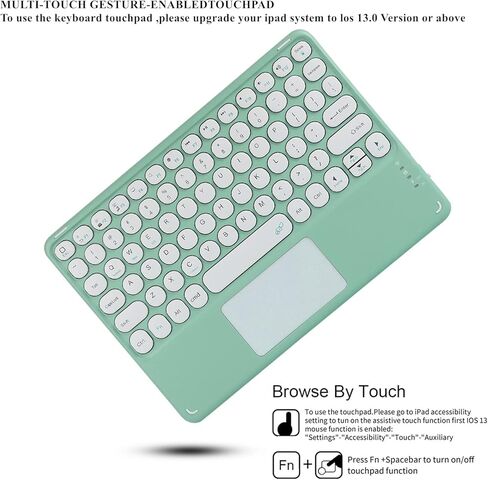 iPad Air2 iPad 5 iPad 6 Keyboard Case Touchpad Magnetic Detachable Bluetooth Keyboard Slim Smart case Round Key for iPad 5th 6th Generation 9.7''(iPad Air2/iPad5/iPad6, Black) in Saudi Arabia
