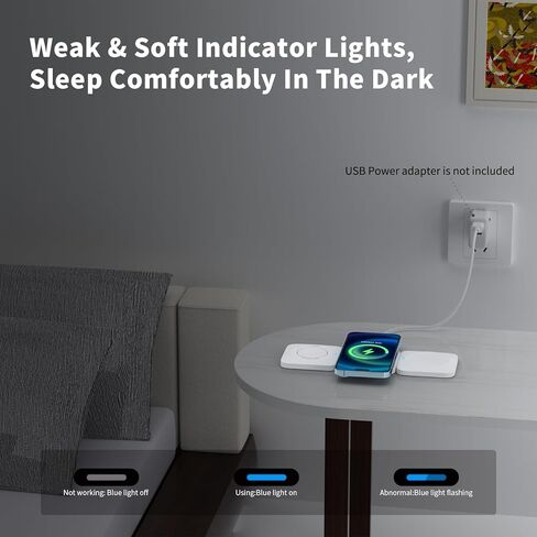 شاحن لاسلكي 3 في 1 لهاتف iPhone، قاعدة شحن لاسلكية مغناطيسية محمولة 3 في 1، شاحن سفر لأجهزة متعددة، لهاتف iPhone 15 14 13 Pro Max، AirPods، Apple Watch - أبيض (المحول غير متضمن) in Kuwait