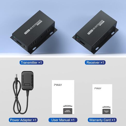 موسع PWAY HDMI 1080P عبر Cat5e/Cat6/Cat7 50m/164ft غير مضغوط HDMI Ethernet موسع Balun طقم إرسال واستقبال يدعم 3D، EDID، Poc in Saudi Arabia