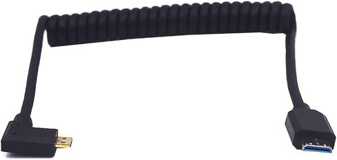 كابل ملفوف Micro HDMI 8K إلى Mini HDMI 8K بطول 4 أقدام، زاوية يسار 90 درجة Micro HDMI 2.1 إلى Mini HDMI 2.1 إصدار محول كابل حماية زنبركي حلزوني، 8K@60HZ in Kuwait