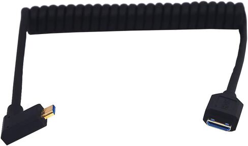 4ft Micro HDMI 8K to Mini HDMI 8K Coiled Cable, 90 Degree Left Angle Micro HDMI 2.1 to Mini HDMI 2.1 Version Adapter Spiral Spring Shield Cable, 8K@60HZ in Saudi Arabia