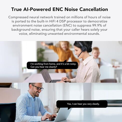 Nuroum Trucker Bluetooth Headset with Noise Cancelling Microphone, Bluetooth 5.3 Multi-Point/Mute, Wireless Headset with Charging Base, 45H Playback for Trucker/Work from Home/Office/Call Center HP31S in Saudi Arabia