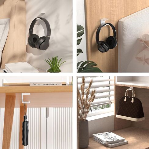 HomeMount Under Desk Headphone Hanger, Adhesive Hook, Black 1 Pack in Kuwait