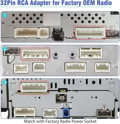 محول كاميرا احتياطية للراديو RCA متوافق مع نيسان X-Trail Altima Sylphy Sunny Qashqai Tiida، 32Pin Female Connector Factory Car Stereo Camera RCA Wiring Harness for Nissan in Kuwait