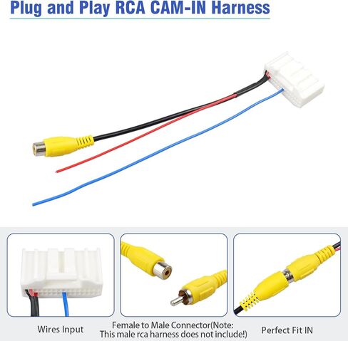 محول كاميرا احتياطية للراديو RCA متوافق مع نيسان X-Trail Altima Sylphy Sunny Qashqai Tiida، 32Pin Female Connector Factory Car Stereo Camera RCA Wiring Harness for Nissan in Kuwait