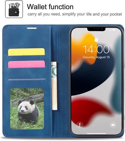 QLTYPRI Case for iPhone 13, Premium PU Leather Cover TPU Bumper with Card Holder Kickstand Hidden Magnetic Adsorption Shockproof Flip Wallet Case for iPhone 13(6.1 inch) - Black in Saudi Arabia