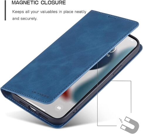QLTYPRI Case for iPhone 13, Premium PU Leather Cover TPU Bumper with Card Holder Kickstand Hidden Magnetic Adsorption Shockproof Flip Wallet Case for iPhone 13(6.1 inch) - Black in Saudi Arabia