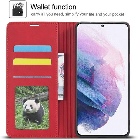 حافظة QLTYPRI لهاتف Samsung Galaxy S22، غطاء جلد PU ممتاز ممتص للصدمات من مادة TPU مع حامل للبطاقات ومسند مغناطيسي مخفي ممتص للصدمات لهاتف Samsung Galaxy S22 - أسود in Saudi Arabia