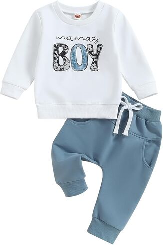 Toddler Baby Boy Cute Clothes Outfits Mamas Boy Fall Winter Sweatshirt Pants Outfit Infant Boy Fall Clothes Set in Saudi Arabia