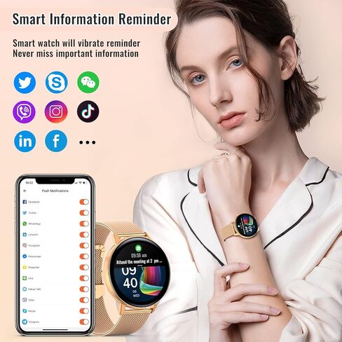 ساعة ذكية ZKCREATION للنساء والرجال (الرد/إجراء مكالمة)، ساعة بلوتوث للياقة البدنية لهواتف Android iOS مقاومة للماء لتتبع اللياقة البدنية مع معدل ضربات القلب/ضغط الدم/أكسجين الدم/مراقبة النوم in Saudi Arabia