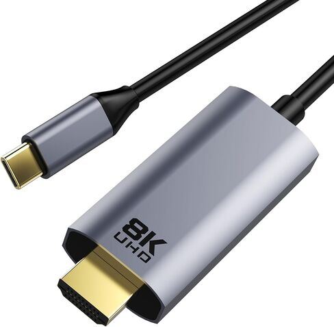 كابل USB C إلى HDMI 2.1 8K يدعم 48 جيجابت في الثانية/HDCP2.3/HDR (8K@60 هرتز، 4K@120 هرتز). سلك Thunderbolt 3/4 إلى HDMI لأجهزة MacBook وXPS وGalaxy S22 وأجهزة الكمبيوتر المحمولة والأجهزة اللوحية والهواتف والشاشات وأجهزة العرض. (6 أقدام/1.8 متر)، رمادي in Saudi Arabia