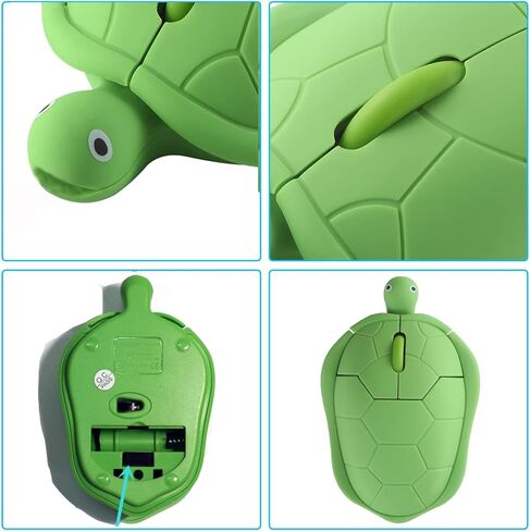 YOCUNKER ماوس لاسلكي 2.4 جيجا هرتز على شكل سلحفاة تصميم حيوان لطيف مقاس M نقرة صامتة USB ماوس ضوئي خفيف الوزن لطيف للأطفال متوافق مع الكمبيوتر الشخصي/الكمبيوتر المحمول/الكمبيوتر/Macbook (أخضر) in Kuwait