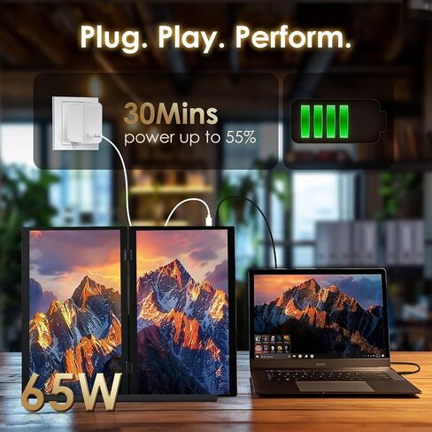 Lepow Portable Monitor 15.6'' 1080P USB-C Laptop Dual Screen Extender 360° Foldable Gaming Monitor HDR IPS Travel Monitor w/Cover & Speakers, External Monitor for Laptop PC Mac Phone Xbox Switch PS5/4 in Saudi Arabia
