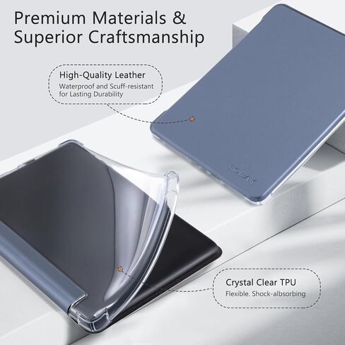 حافظة لجهاز Kindle Paperwhite الجيل الحادي عشر مقاس 6.8 بوصة والإصدار المميز - غطاء جلد PU جديد وغطاء خلفي شفاف من مادة TPU مع ميزة التنبيه/السكون التلقائي in Saudi Arabia
