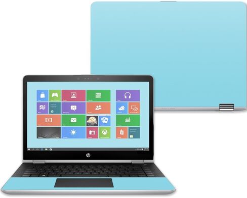 MightySkins Skin Compatible with HP Pavilion x360 15" (2017) - Solid Baby Blue | Protective, Durable, and Unique Vinyl Decal wrap Cover | Easy to Apply, Remove, and Change Styles | Made in The USA in Saudi Arabia