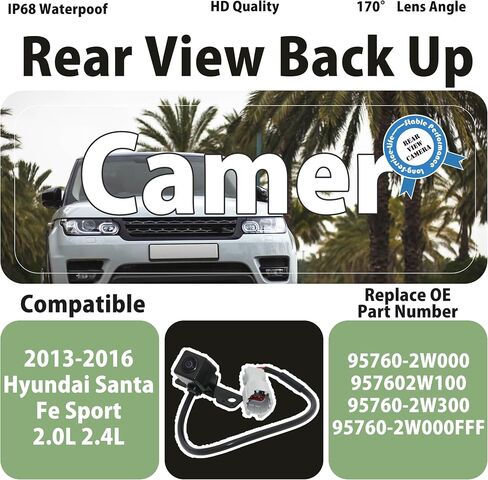 95760-2W000 كاميرا احتياطية للرؤية الخلفية متوافقة مع 2013 2014 2015 2016 Santa Fe Sport 2.0 2.4 كاميرا مساعدة وقوف السيارات العكسية تحل محل # 95760-2W000-FFF 95760-2W300 in Saudi Arabia