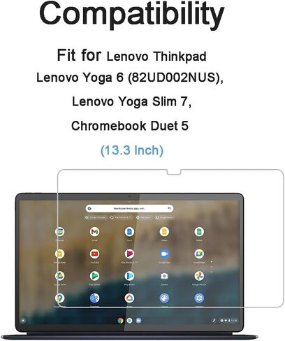 واقي شاشة لجهاز Lenovo ThinkPad Chromebook Duet 5 (13.3 بوصة)/ Yoga 6(2022)/Yoga Slim 7، طبقة من الزجاج المقوى مضادة للخدش، خالية من الفقاعات، عالية الوضوح (عبوتان) in Saudi Arabia