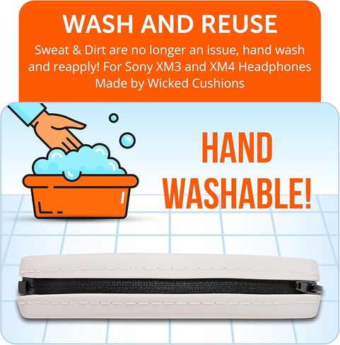 WC BandZ XM3 / XM4 - غطاء رأس من السيليكون لسماعات Sony WH1000XM3 وWH1000XM4 من Wicked Cushions | تعزيز الراحة والأناقة والحماية من العرق | حصريا لسوني XM3 / XM4 | أسود in Saudi Arabia