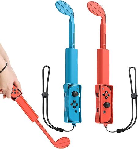 2 PCS Games Controllers Accessories Compatible with Game Mario- Golf, Handle Grip with Hand Strap, Controller for Switch Sports Games, Blue/Red Combo in Saudi Arabia