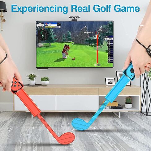 2 PCS Games Controllers Accessories Compatible with Game Mario- Golf, Handle Grip with Hand Strap, Controller for Switch Sports Games, Blue/Red Combo in Saudi Arabia