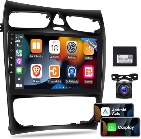[2G+64G] Car Radio for Mercedes Benz C Class W203 C200 C320 C350 CLK W209 S203 A209 2000-2005, 9 inch Android Touch Screen Stereo, Carplay/Android Auto/Hi-Fi/Bluetooth/WiFi + AHD Backup Camera in Saudi Arabia