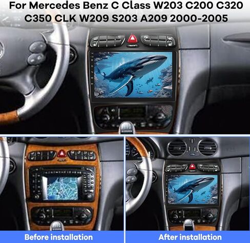 [2G+64G] Car Radio for Mercedes Benz C Class W203 C200 C320 C350 CLK W209 S203 A209 2000-2005, 9 inch Android Touch Screen Stereo, Carplay/Android Auto/Hi-Fi/Bluetooth/WiFi + AHD Backup Camera in Saudi Arabia