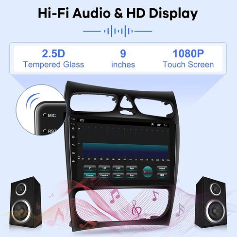 [2G+64G] Car Radio for Mercedes Benz C Class W203 C200 C320 C350 CLK W209 S203 A209 2000-2005, 9 inch Android Touch Screen Stereo, Carplay/Android Auto/Hi-Fi/Bluetooth/WiFi + AHD Backup Camera in Saudi Arabia