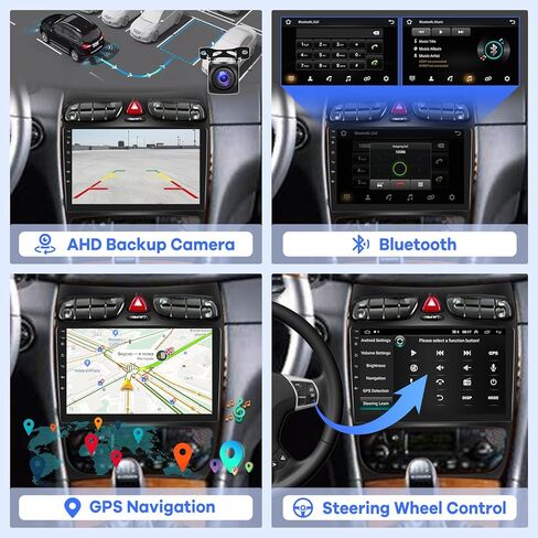 [2G+64G] Car Radio for Mercedes Benz C Class W203 C200 C320 C350 CLK W209 S203 A209 2000-2005, 9 inch Android Touch Screen Stereo, Carplay/Android Auto/Hi-Fi/Bluetooth/WiFi + AHD Backup Camera in Saudi Arabia