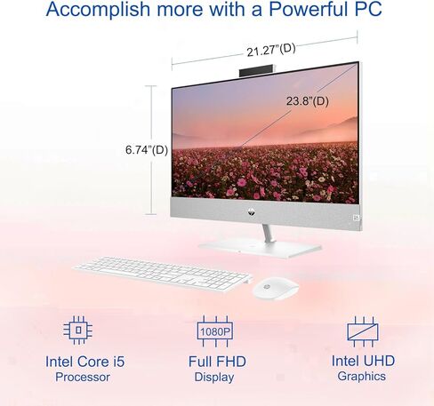 اتش بي بافيليون الكل في واحد، شاشة لمس فل اتش دي 23.8 بوصة، معالج انتل كور i5-13400T، ذاكرة الوصول العشوائي 32 جيجا، 2 تيرابايت اس اس دي، RJ-45، HDMI، لوحة مفاتيح وماوس لاسلكي، واي فاي، ويندوز 11 برو، ابيض in Kuwait