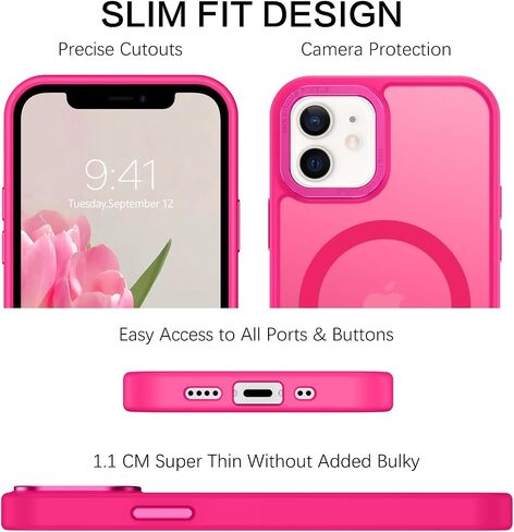 BENTOBEN for Magnetic iPhone 12 Mini Case, Phone Case iPhone 12 Mini [Compatible with Magsafe] Slim Fit Matte Design Shockproof Bumper Protective Drop Protection Girl Women Boy Men 12Mini Cover, Black in Saudi Arabia