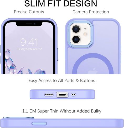 BENTOBEN لحافظة iPhone 12 Mini المغناطيسية، حافظة هاتف iPhone 12 Mini [متوافقة مع Magsafe] تصميم نحيف شفاف غير لامع مقاوم للصدمات واقٍ لطيف للفتيات والنساء والأولاد والرجال 12 غطاء صغير، وردي فاقع in Kuwait