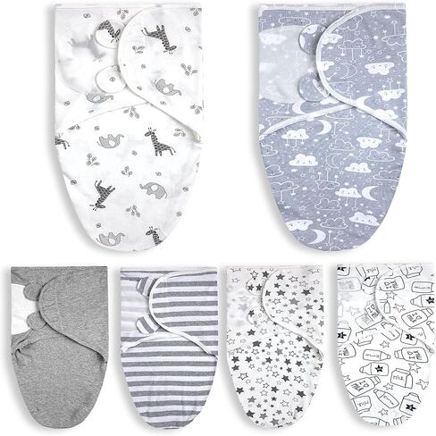 Preemie Swaddle Blanket Wrap 6 Pack Newborn Baby Swaddles Wrap 0-3 Months Baby Swaddle Sleep Sacks Nursery Cotton Receiving Blanket for Newborns Baby Essentials for Girls Boys Clothes(Gray) in Saudi Arabia