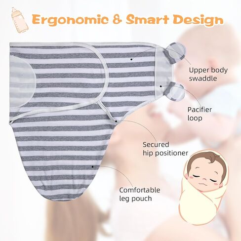 Preemie Swaddle Blanket Wrap 6 Pack Newborn Baby Swaddles Wrap 0-3 Months Baby Swaddle Sleep Sacks Nursery Cotton Receiving Blanket for Newborns Baby Essentials for Girls Boys Clothes(Gray) in Saudi Arabia