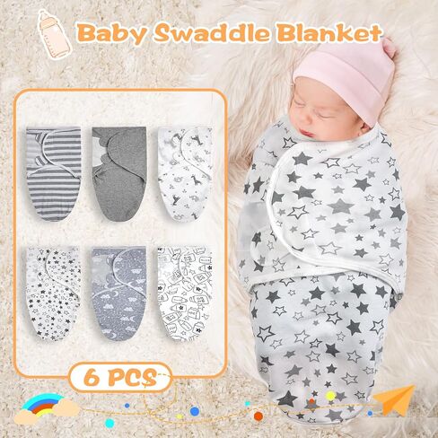 Preemie Swaddle Blanket Wrap 6 Pack Newborn Baby Swaddles Wrap 0-3 Months Baby Swaddle Sleep Sacks Nursery Cotton Receiving Blanket for Newborns Baby Essentials for Girls Boys Clothes(Gray) in Saudi Arabia