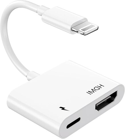 [معتمد من Apple MFi] محول Apple Lightning إلى HDMI لأجهزة iPhone إلى TV، موصل شاشة مزامنة محول Lightning إلى Digital AV 1080P مع منفذ شحن لهاتف iPhone 14 13 12 11 Pro Max XS XR X 8 7 iPad in Kuwait