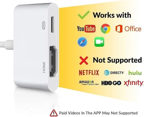 [معتمد من Apple MFi] محول Apple Lightning إلى HDMI لأجهزة iPhone إلى TV، موصل شاشة مزامنة محول Lightning إلى Digital AV 1080P مع منفذ شحن لهاتف iPhone 14 13 12 11 Pro Max XS XR X 8 7 iPad in Kuwait