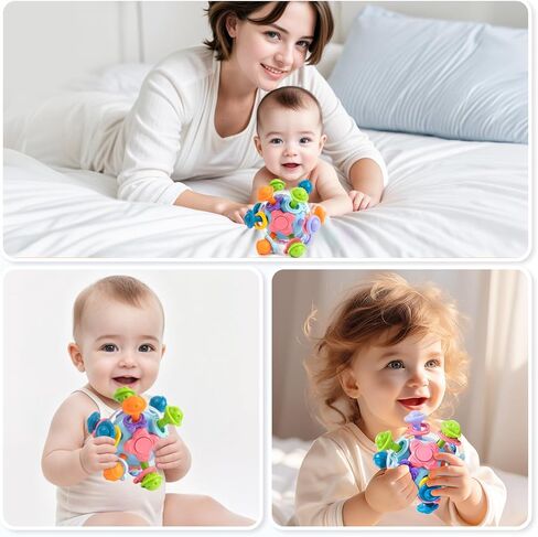 ألعاب مونتيسوري الحسية، ألعاب التسنين الملائمة للطعام للأطفال من عمر 0 ​​3 6 9 12 18 شهرًا، هدايا ألعاب تنموية لتعلم الأطفال حديثي الولادة (أزرق) in Kuwait