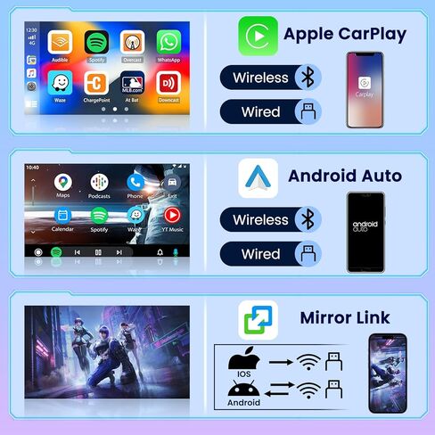 ترقية راديو Roinvou 8 النوى 6+128G Android لسيارة Hyundai Sonata 2010-2014، شاشة لمس عالية الدقة 9 بوصة مع CarPlay لاسلكي Android Auto GPS Navigation WiFi Backup Camera Mirror Link Bluetooth Mic FM RDS in Kuwait