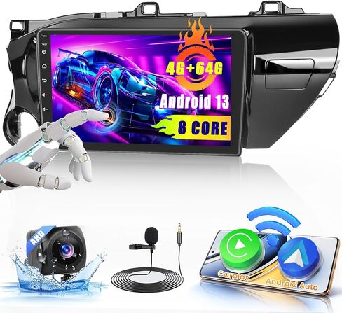 [4G+64G] Hikity for Toyota Hilux Radio 2015-2020 with Carplay Android Auto, 10.1 Inch Touchscreen Android Car Stereo with GPS Navigation 32EQ DSP SWC FM RDS Backup Camera in Saudi Arabia