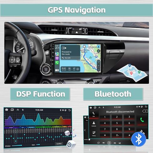 [4G+64G] Hikity for Toyota Hilux Radio 2015-2020 with Carplay Android Auto, 10.1 Inch Touchscreen Android Car Stereo with GPS Navigation 32EQ DSP SWC FM RDS Backup Camera in Saudi Arabia