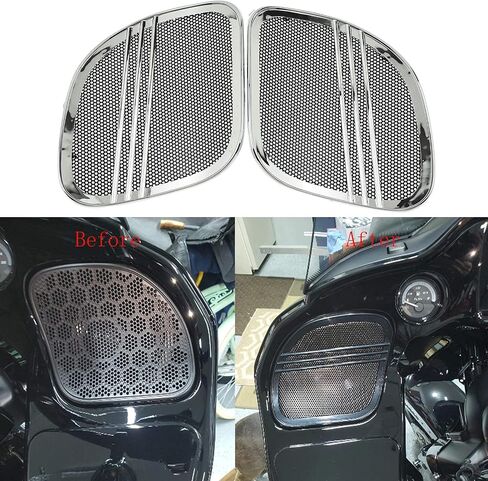 HDBUBALUS Motorcycle Tri-Line Speaker Grills Front Fairing Speaker Cover Fit for Harley Road Glide FLTRX FLTRK FLTRXS FLTRUSE FLTRXSE 2015-2022 Chrome 1 Pair in Saudi Arabia