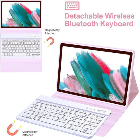 Candy Colors Case for Samsung Galaxy Tab A9 8.7 inch 2023 Model (SM-X110/X115/X117) Folio Tablet Cover with [Detachable Wireless Keyboard] [Multi-Angle Stand] [Magnetic Sleep/Wake] (Ice Blue) in Saudi Arabia