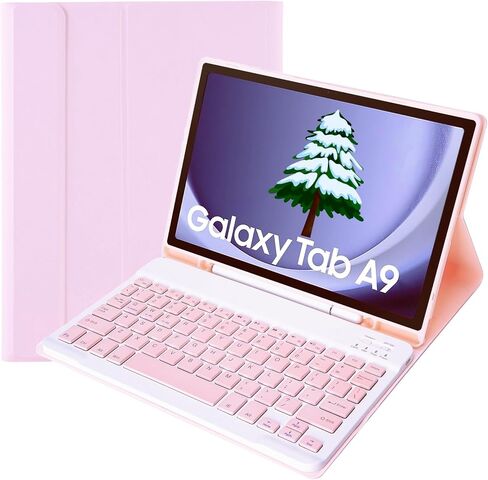 Candy Colors Case for Samsung Galaxy Tab A9 8.7 inch 2023 Model (SM-X110/X115/X117) Folio Tablet Cover with [Detachable Wireless Keyboard] [Multi-Angle Stand] [Magnetic Sleep/Wake] (Ice Blue) in Saudi Arabia