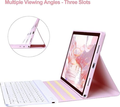 Candy Colors Case for Samsung Galaxy Tab A9 8.7 inch 2023 Model (SM-X110/X115/X117) Folio Tablet Cover with [Detachable Wireless Keyboard] [Multi-Angle Stand] [Magnetic Sleep/Wake] (Ice Blue) in Saudi Arabia