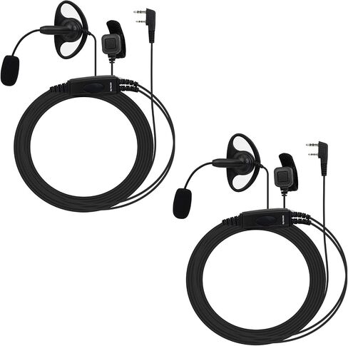 Retevis Two-Way Radio Earpiece with Boom Mic,Finger PTT,D-Type,2 Pin,for Football Referee,for RT22 RT21 H-777 RT68,Compatible with Baofeng UV-5R BF-888S Two Way Radio,Walkie Talkie Earpiece(2 Pack) in Saudi Arabia