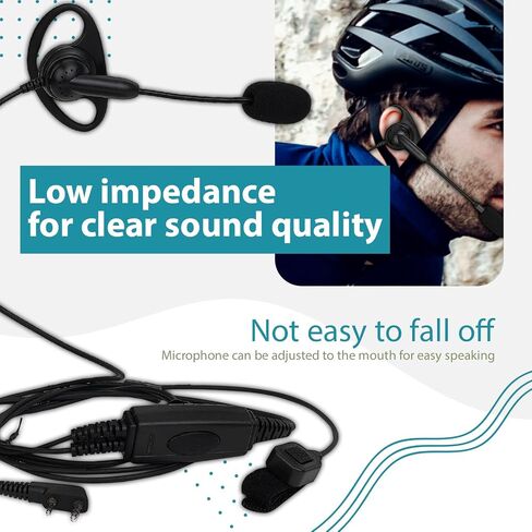 Retevis Two-Way Radio Earpiece with Boom Mic,Finger PTT,D-Type,2 Pin,for Football Referee,for RT22 RT21 H-777 RT68,Compatible with Baofeng UV-5R BF-888S Two Way Radio,Walkie Talkie Earpiece(2 Pack) in Saudi Arabia