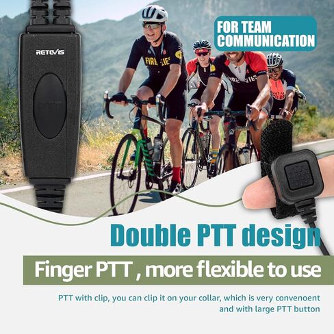 Retevis Two-Way Radio Earpiece with Boom Mic,Finger PTT,D-Type,2 Pin,for Football Referee,for RT22 RT21 H-777 RT68,Compatible with Baofeng UV-5R BF-888S Two Way Radio,Walkie Talkie Earpiece(2 Pack) in Saudi Arabia
