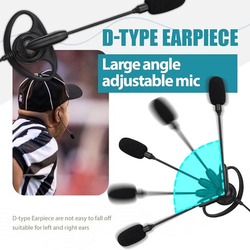 Retevis Two-Way Radio Earpiece with Boom Mic,Finger PTT,D-Type,2 Pin,for Football Referee,for RT22 RT21 H-777 RT68,Compatible with Baofeng UV-5R BF-888S Two Way Radio,Walkie Talkie Earpiece(2 Pack) in Saudi Arabia