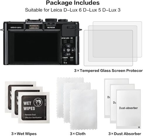 Rieibi (3 Packs) Screen Protector for Leica D-Lux 6 D-Lux 5 D-Lux 3 Digital Camera, 0.33mm 9H Hardness Tempered Glass Film for Leica D-Lux 6 5 3 Anti-Fingerprint Anti-Scratch Ultra-clear in Saudi Arabia